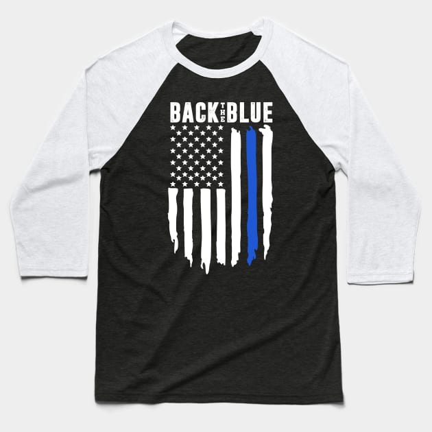 Back The Blue - Thin Blue Line American Flag Baseball T-Shirt by TextTees